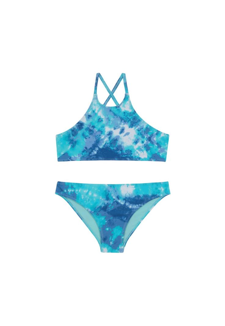 Traje de Baño Teens Niña Bikini UV30+ H2O Wear Azul High Neck-0
