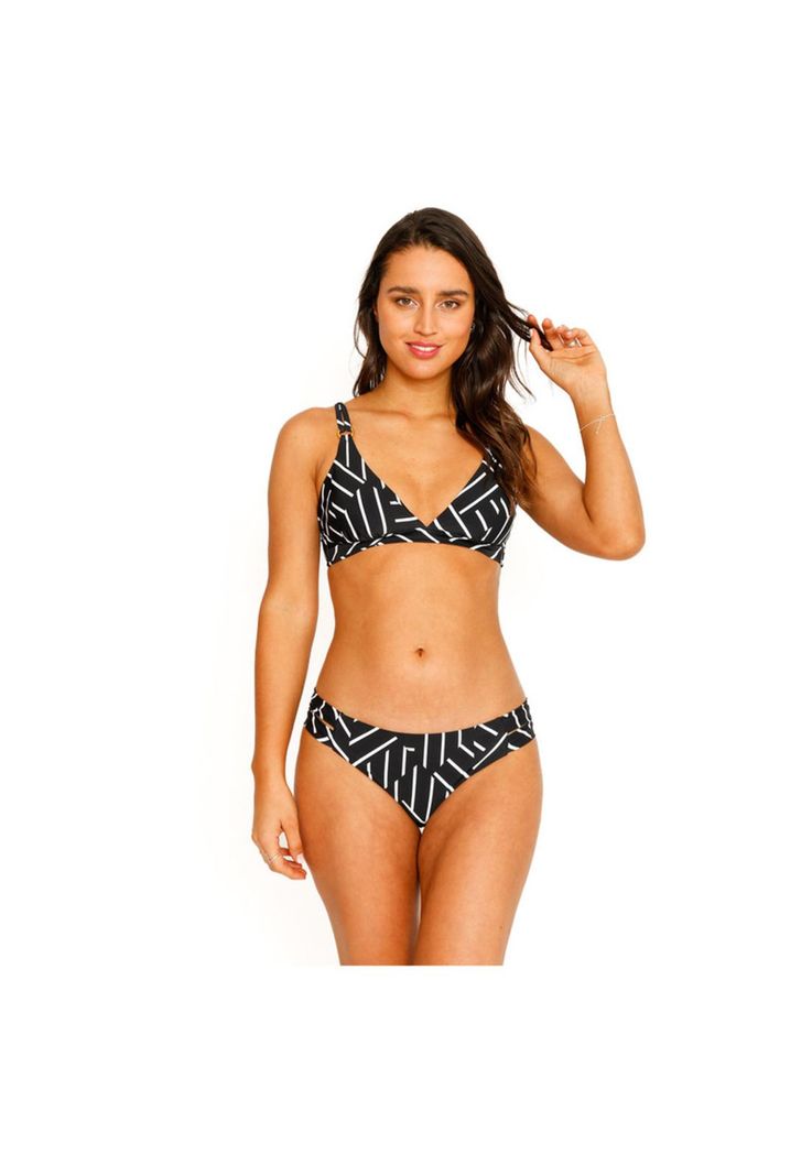 Traje de Baño Bikini Top Banda Doble para Mujer Negro-6