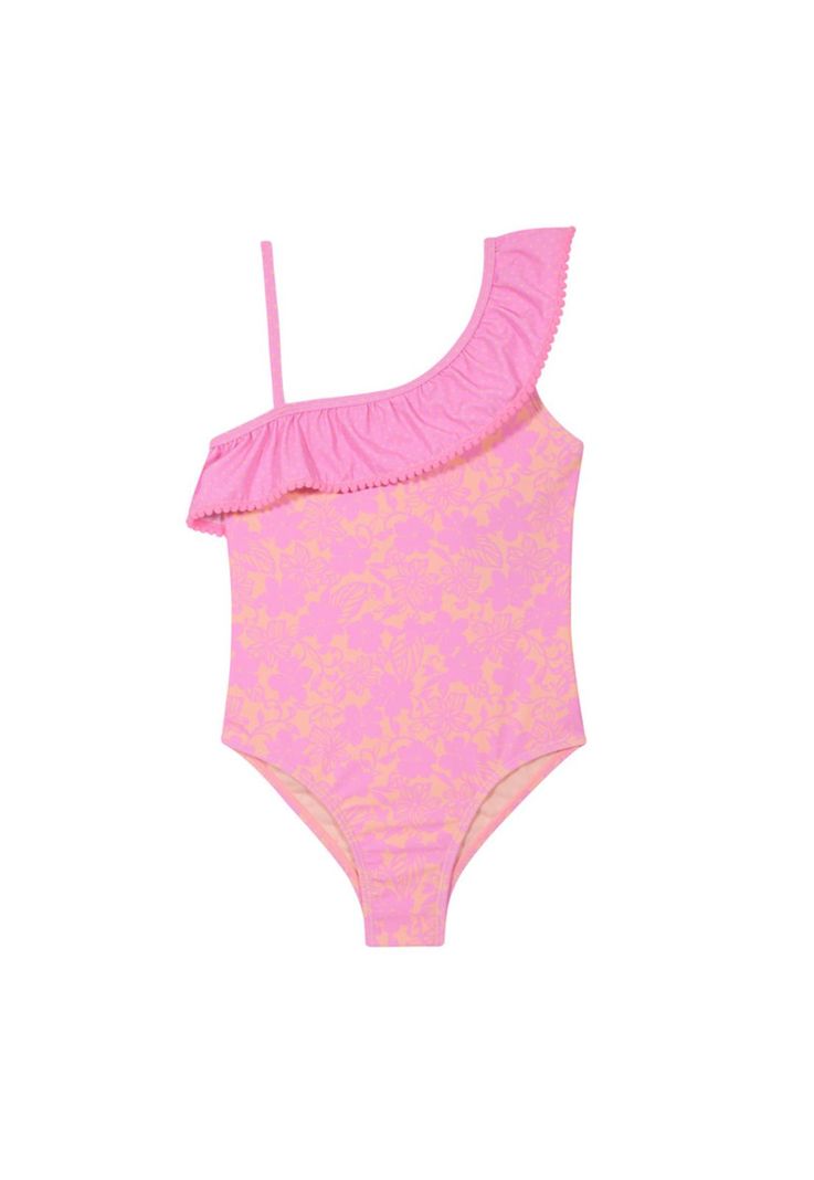 Traje de Baño Niña Un Hombro UV30+ Pompom H2O Wear Rosa-0