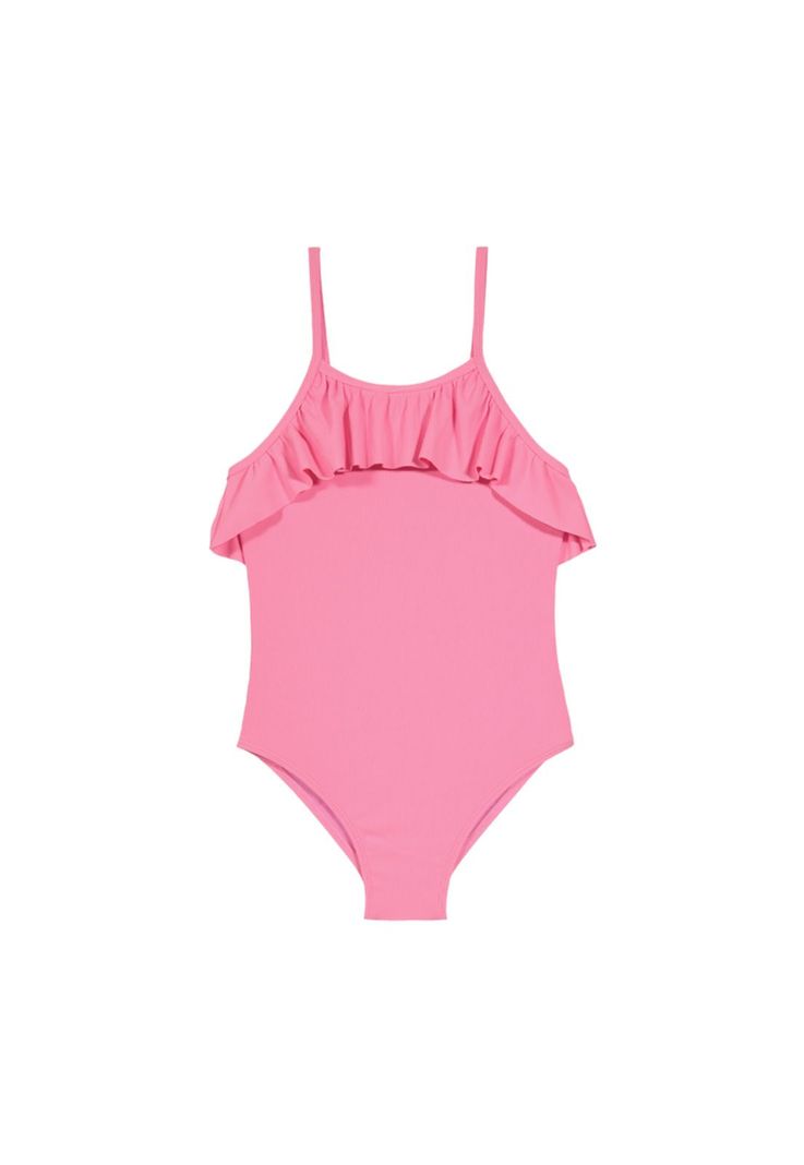 Niña Traje de Baño Entero UV+30 Textura Vuelo Rosado-0