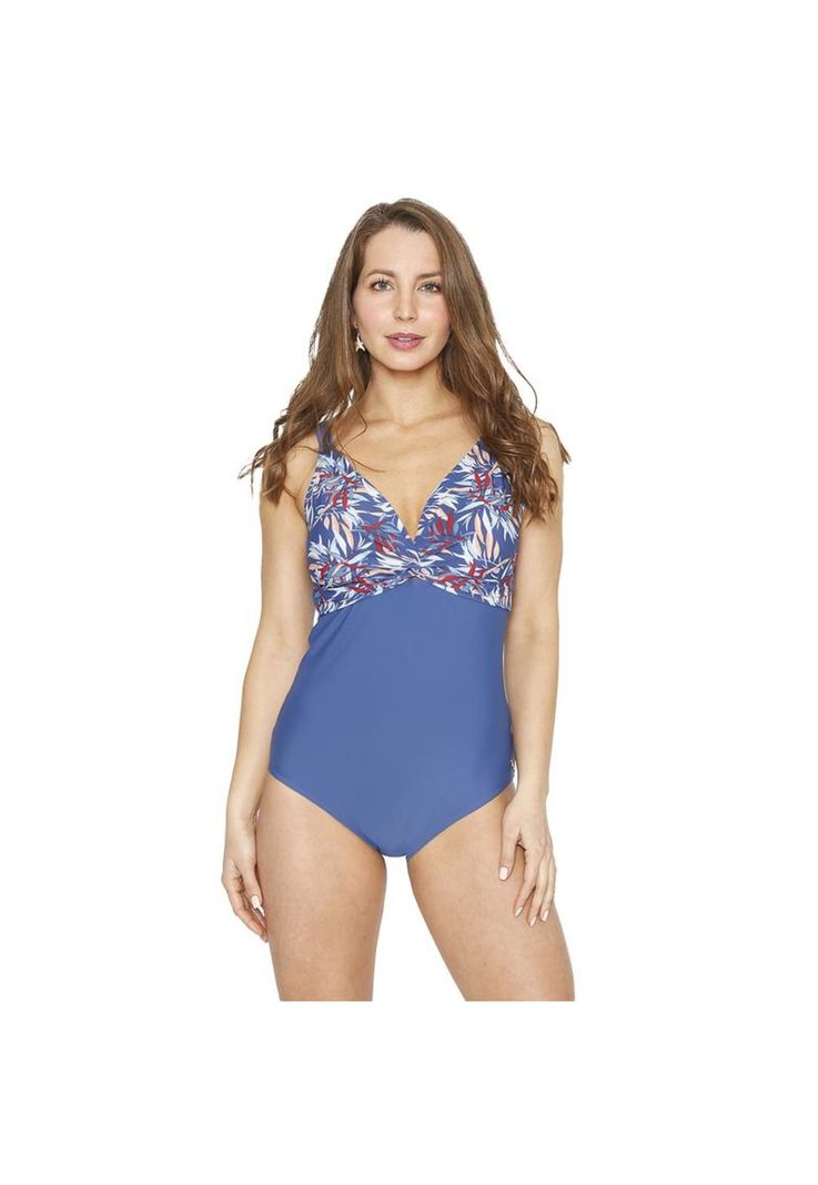 Traje de Bano Entero Mujer Control H2O Wear Cruzado Azul Zafiro