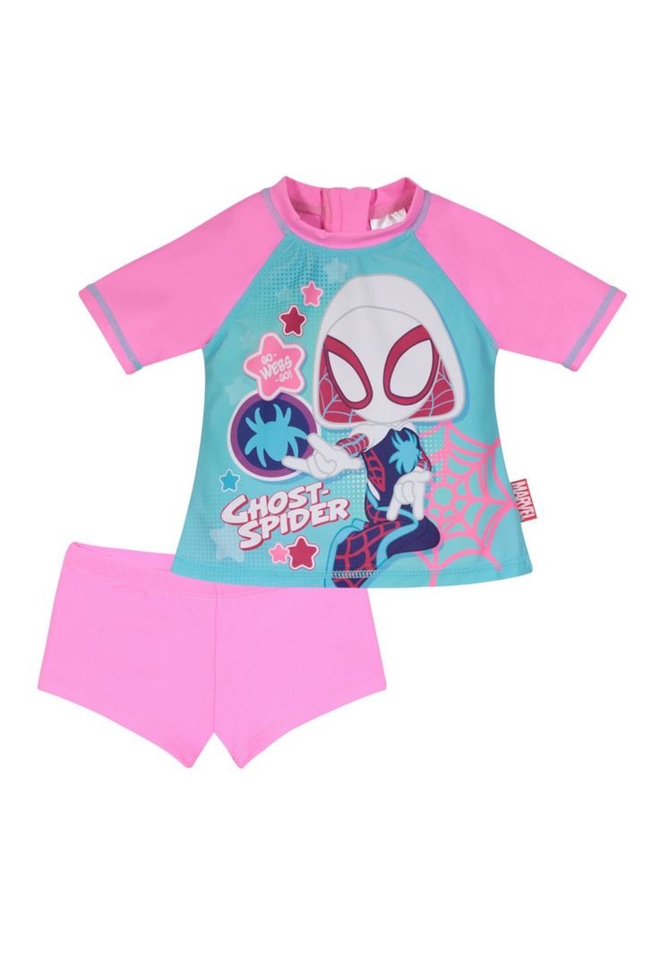 Traje de Bano Bebe Nina Set UV 50 Disney Spidey Rosa