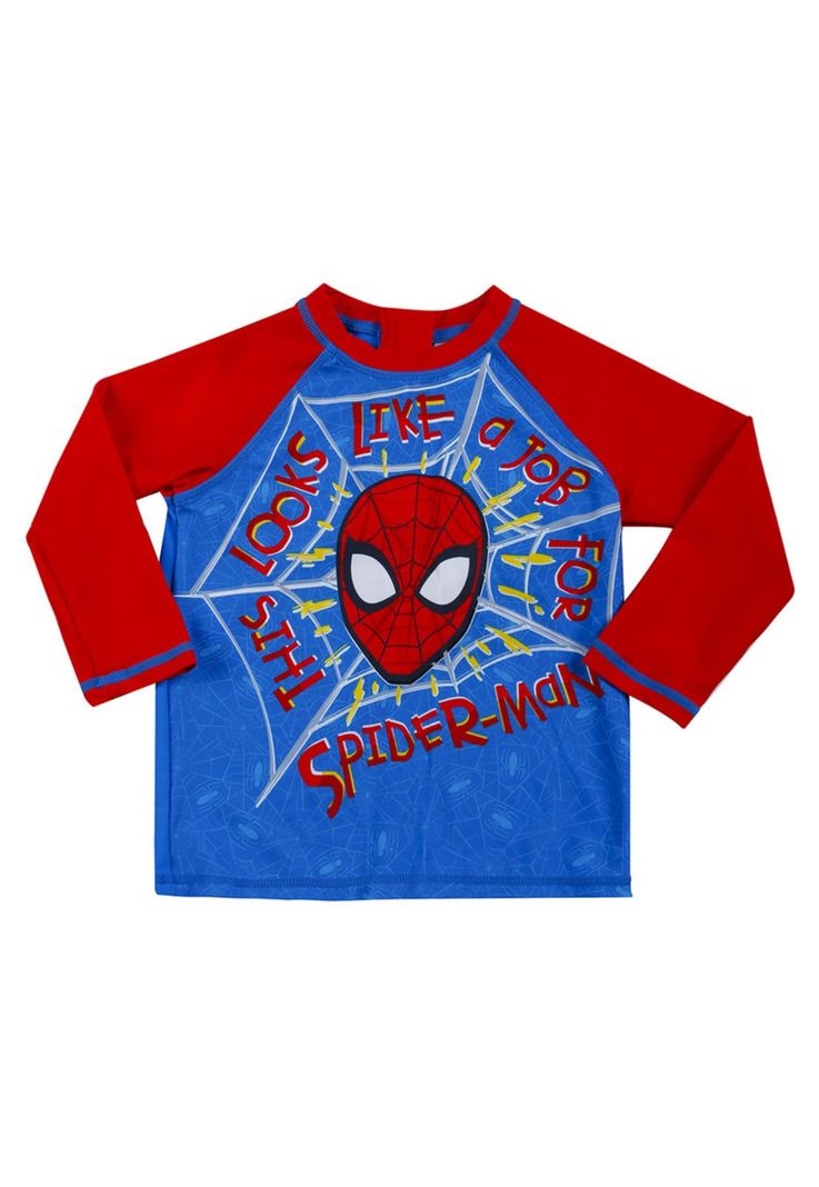 Polera Bebe Nino UV 50 Manga Larga Disney Spiderman Turquesa
