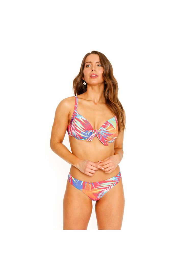 Traje de Baño Bikini Top Copas Estampado para Mujer Rojo-1