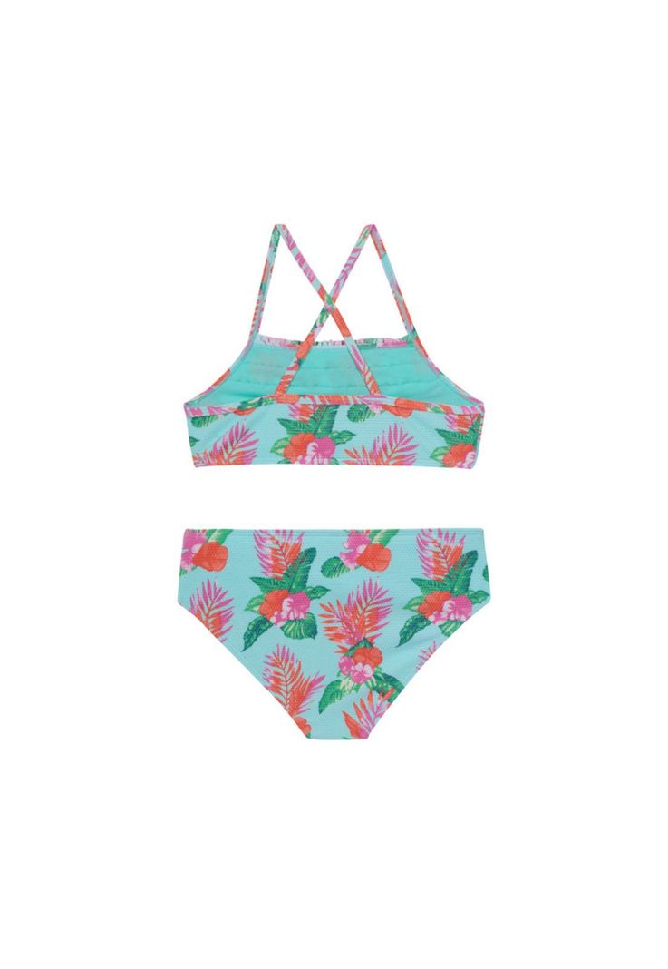 Niña Bikini H2OWear UV+30 Textura Estampada Celeste-1