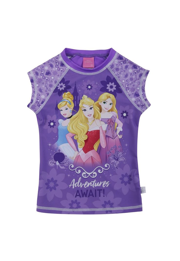 Polera Niña Manga Corta UV 50 Disney Princesas Violeta-0