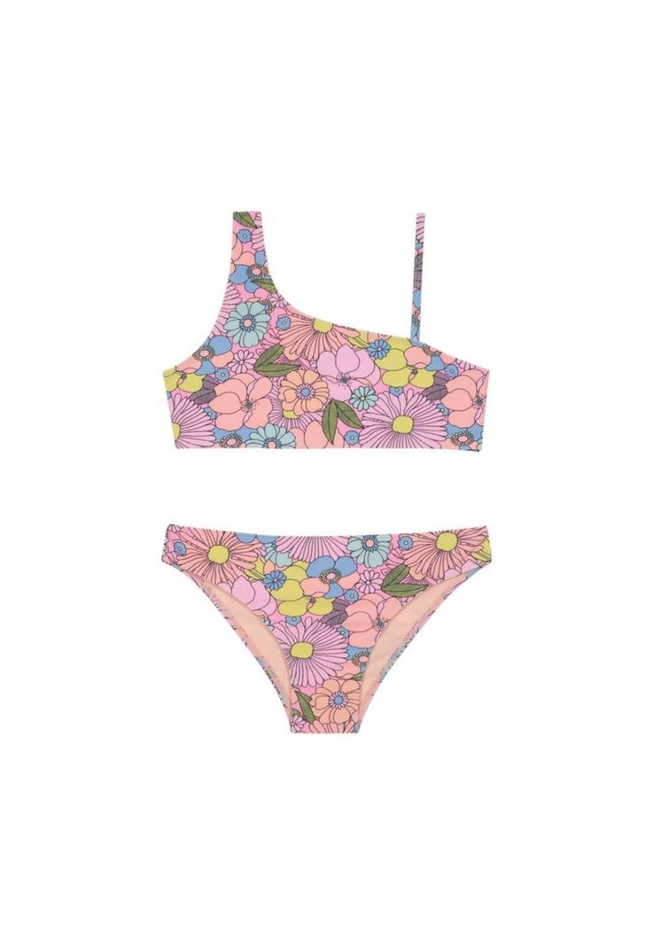 Traje de Baño Teens Niña Bikini H2O Wear Rosado Un Hombro-0