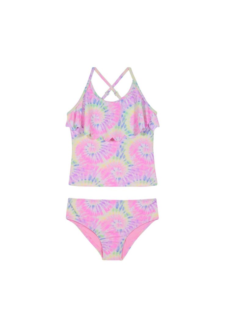 Traje de Bano Nina Tankini UV30+ H2O Wear Coral Vuelo Laser
