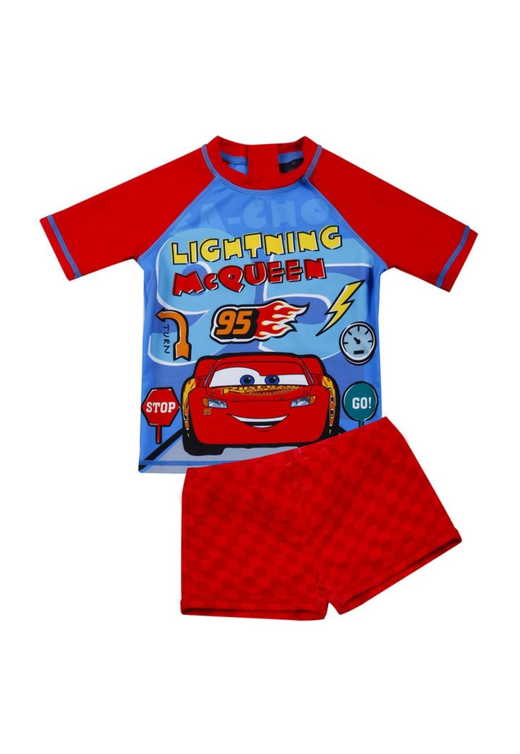 Traje de Baño Bebe Niño Set UV 50 Disney Cars Rojo-0