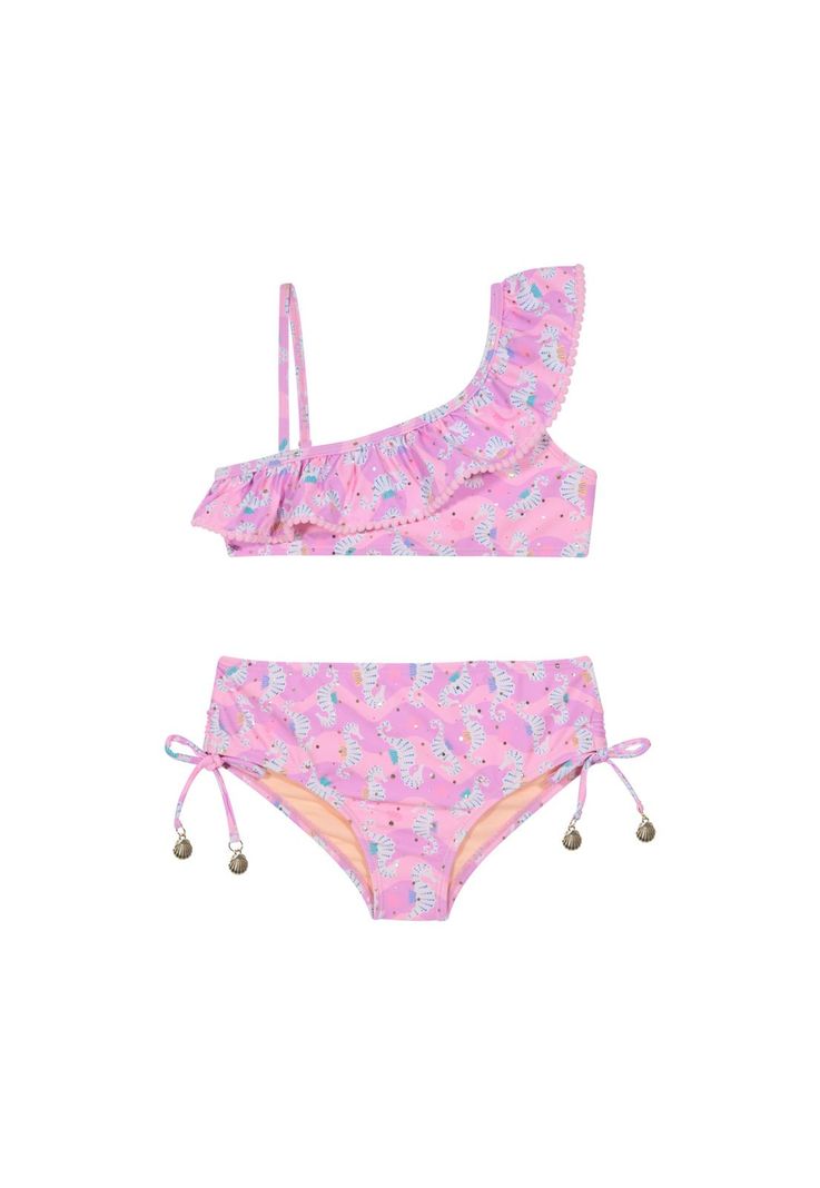 Traje de Bano Nina Bikini 1 Hombro UV50 H2O Wear Rosado 4