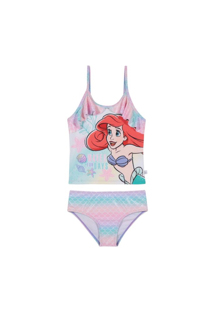 Traje de Baño Niña Tankini Disney Princesas Rosado C/Vuelos-0