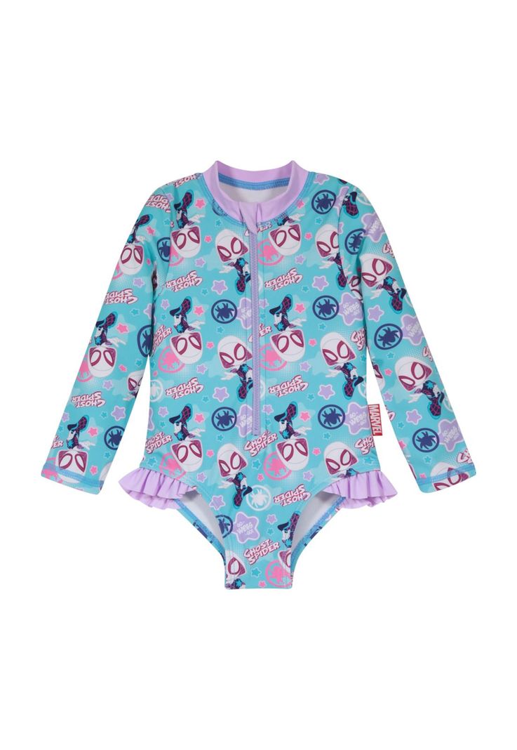 Traje de Bano Bebe Nina UV 50 Manga Larga Disney Celeste 9 A 12 Meses