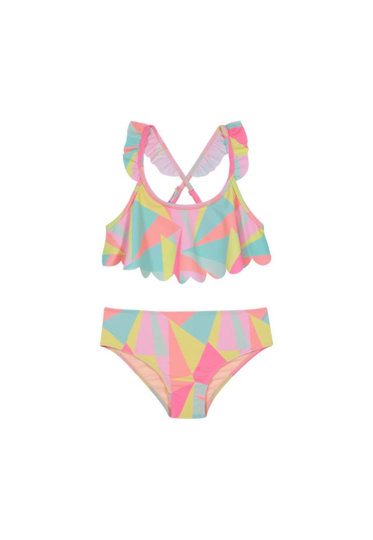 Traje de Baño Niña Bikini UV30+ H2O Wear Rosado C/Vuelos-0