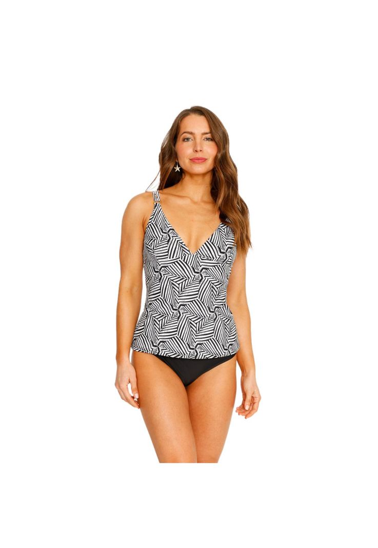Traje de Baño Tankini Top Halter para Mujer Negro-0