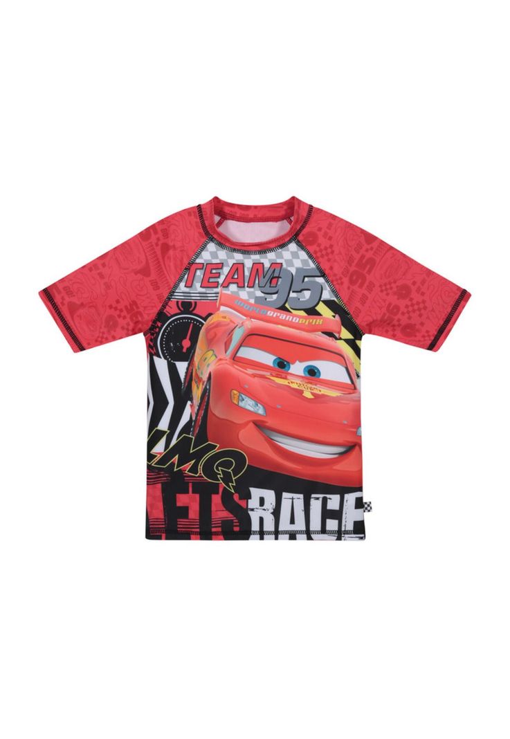 Traje de Bano Nino Polera UV50+ Cars Disney Rojo 3