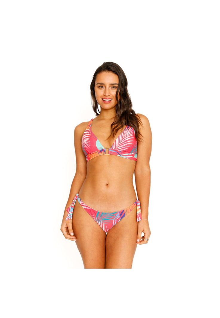 Traje de Baño Bikini Top Halter Banda para Mujer Rojo-2