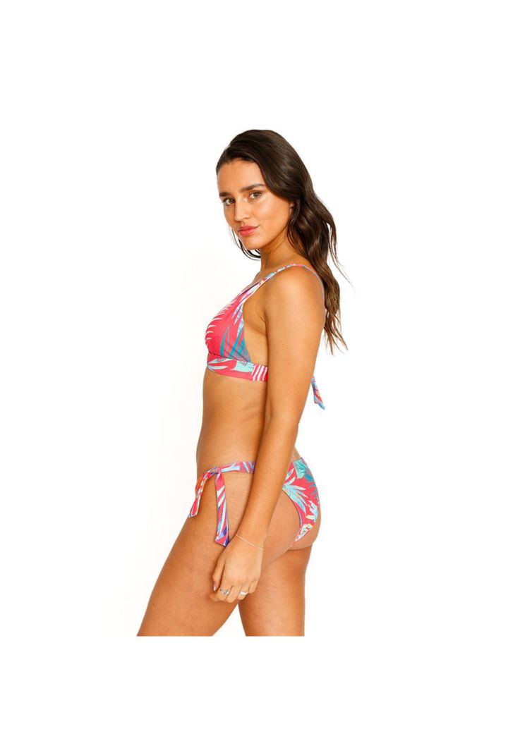 Traje de Baño Bikini Top Halter Banda para Mujer Rojo-5