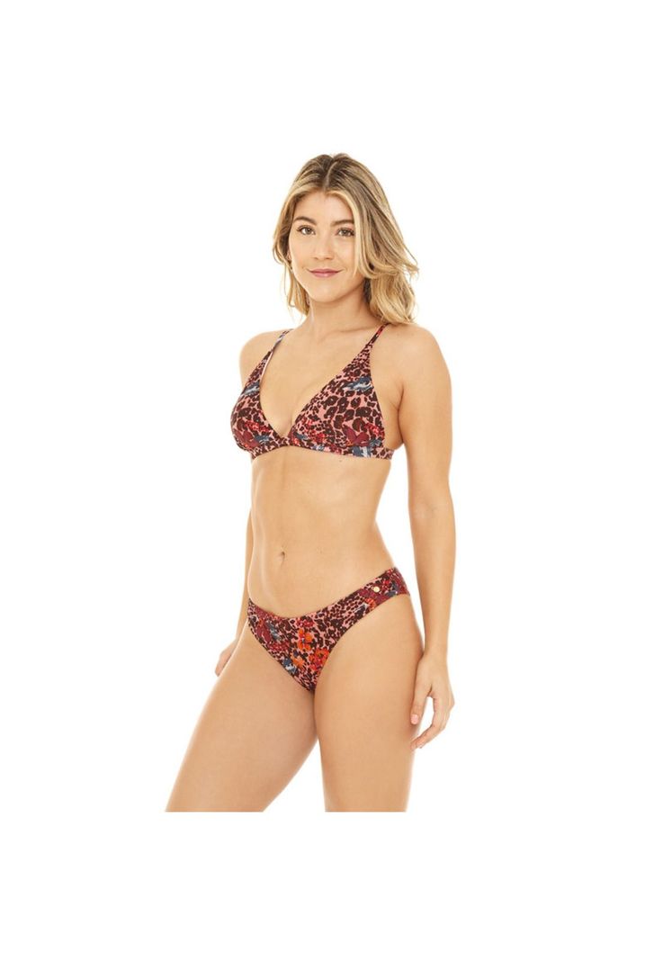 Traje de Baño Bikini Mujer H2O Wear Triangulo Fijo Estampado Violeta-1