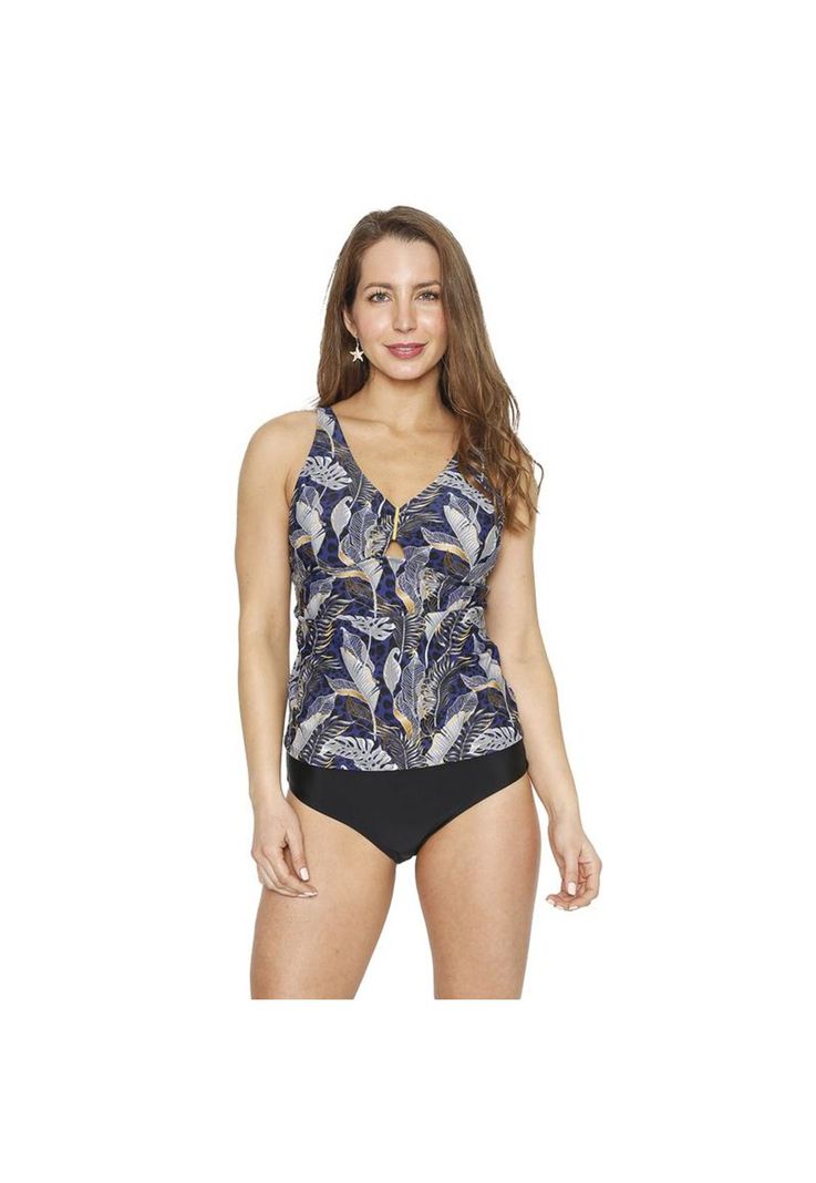 Traje de Baño Tankini Mujer Control H2O Wear Halter Negro-0