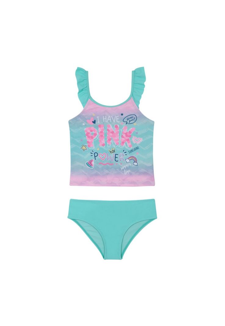 Traje de Baño Niña Tankini UV30 + H2O Wear Turquesa-0