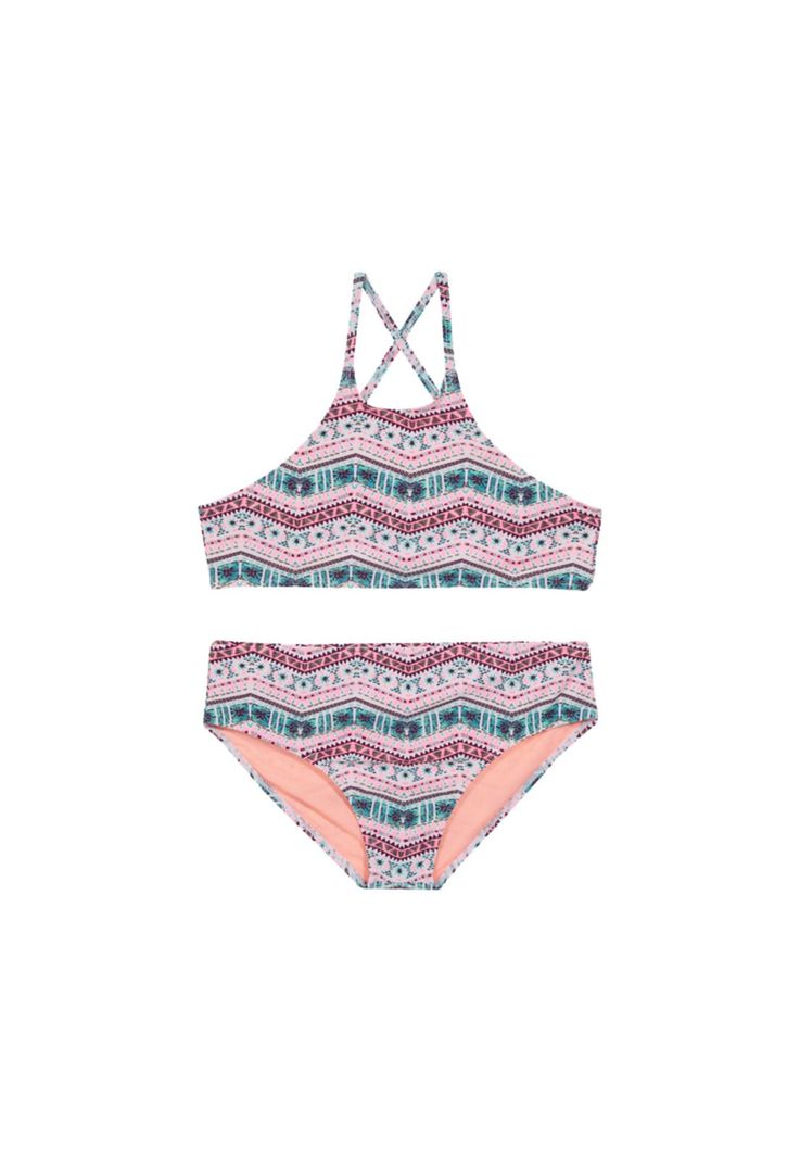 Teens Niña Bikini UV+30 High Neck Estampado Coral-0