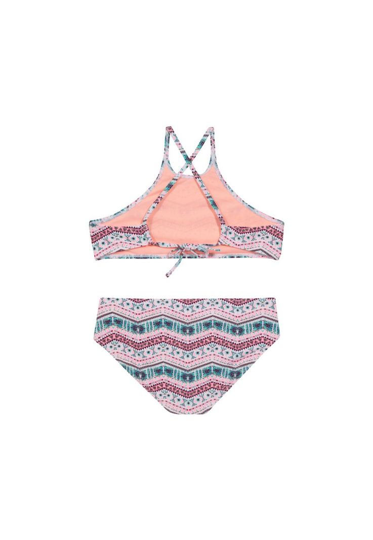 Teens Niña Bikini UV+30 High Neck Estampado Coral-1
