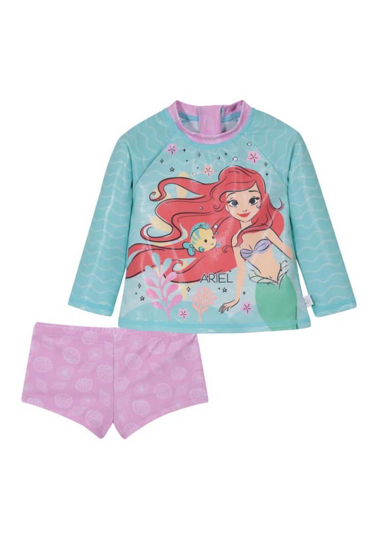 Traje de Baño Bebe Niña Set UV50+ Manga larga Princesas-0