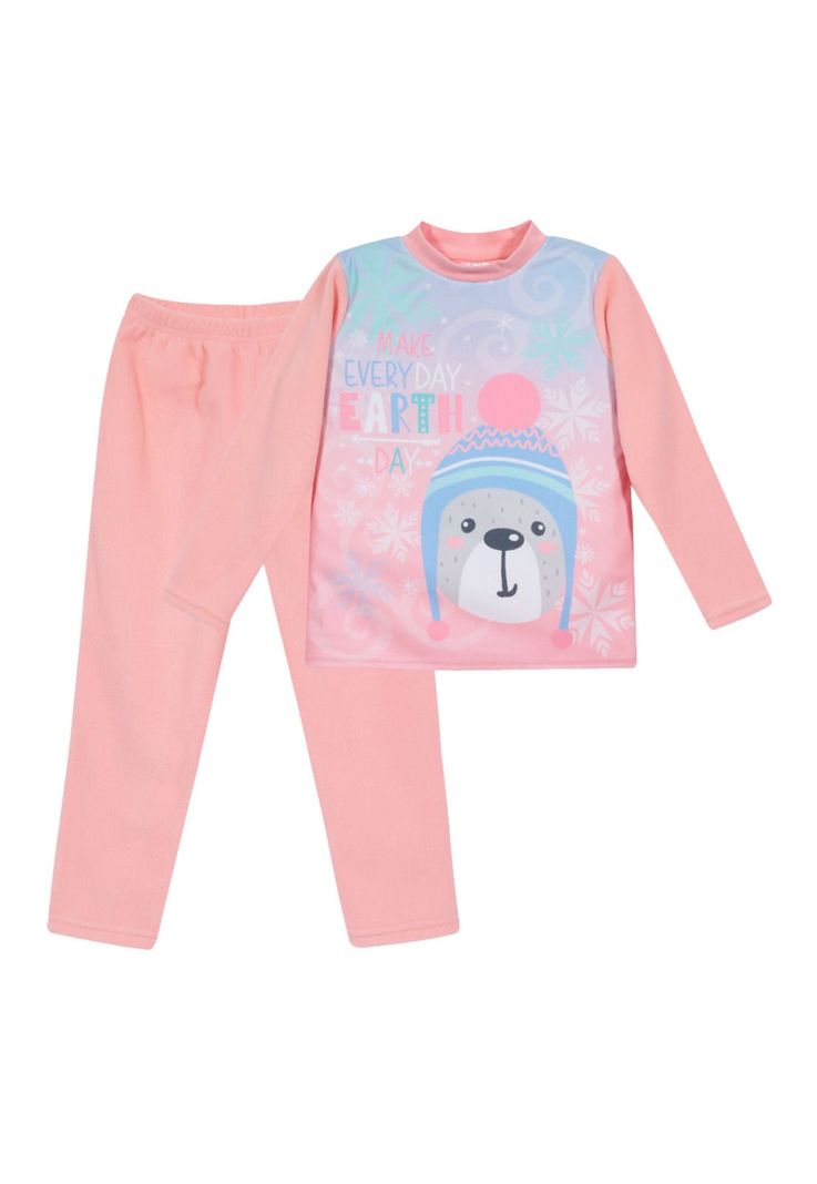 Pijama Nina Polar Sustentable H2O Wear Rosa Rosado 4