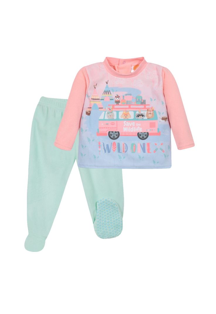 Pijama Bebe Nina Polar Sustentable Wild Verde H2O Wear 9 A 12 Meses