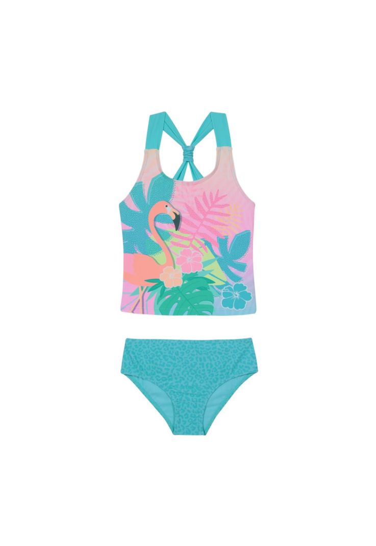 Traje de Baño Niña Tankini UV30+ H2O Wear Verde Top Sublimado-0