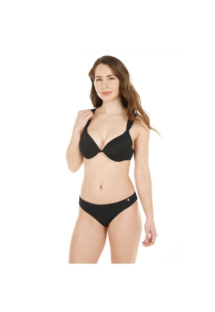 Traje de Baño Bikini Mujer H2O Wear Copa Textura Rib Negro Pizarra-5