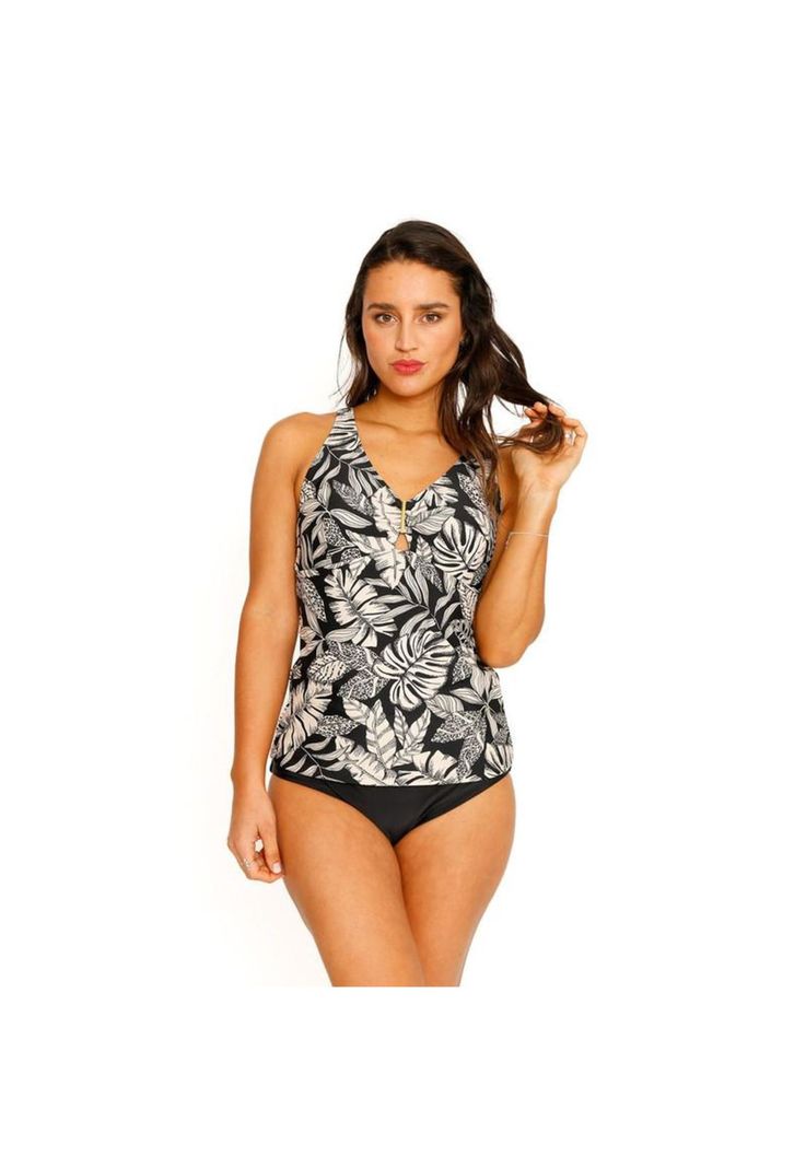 Traje de Baño Tankini Control c/ Accesorio para Mujer Negro-1