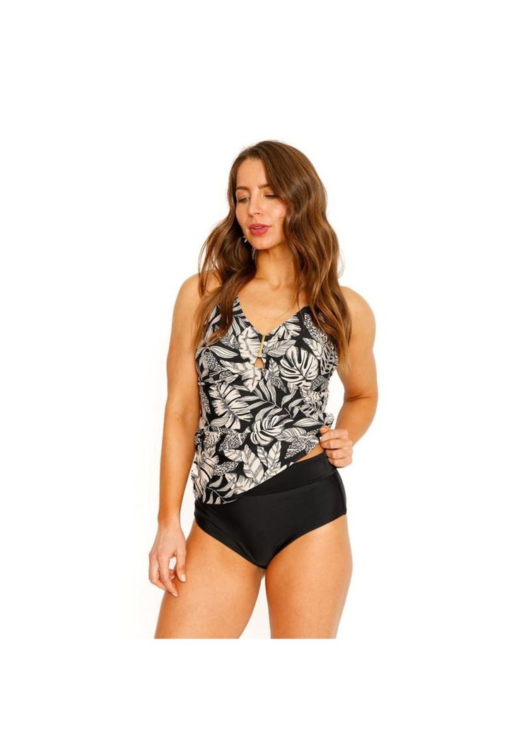 Traje de Baño Tankini Control c/ Accesorio para Mujer Negro-4