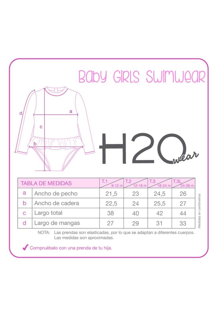 Traje de Baño Bebe Niña Manga Larga UV50 + H2O Wear-3