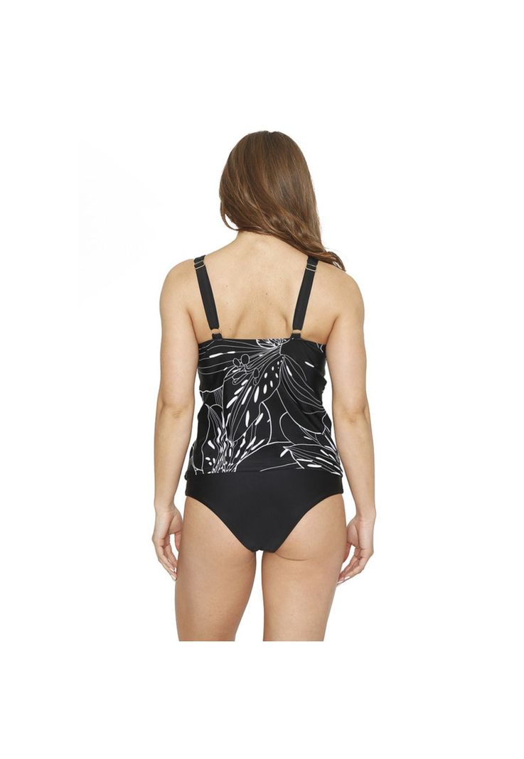 Traje de Baño Tankini Mujer Control H2O Wear Banda Negro Azabache-2