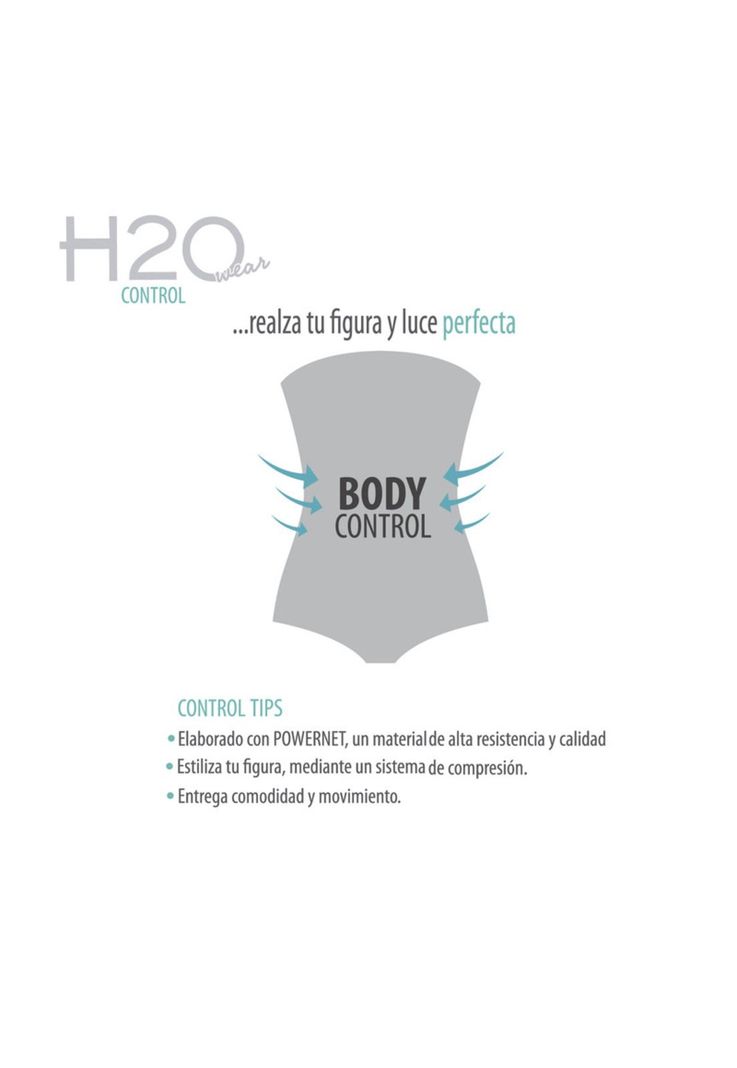 Traje de Baño Tankini Mujer Control H2O Wear Banda Negro Azabache-4