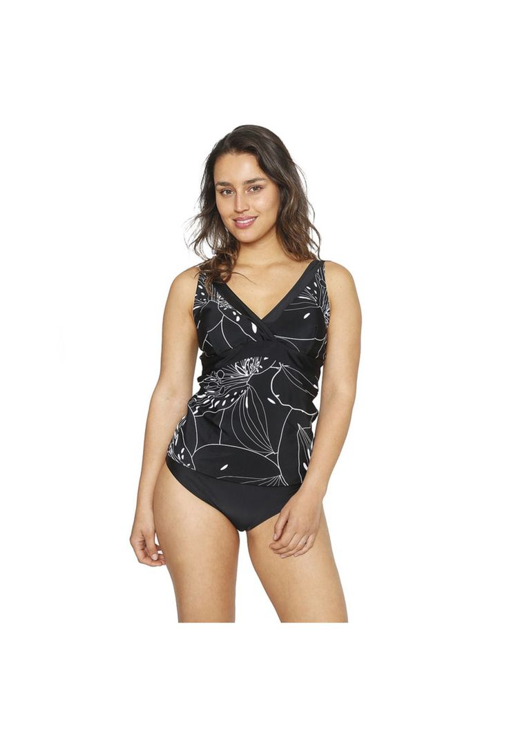 Traje de Baño Tankini Mujer Control H2O Wear Banda Negro Azabache-6