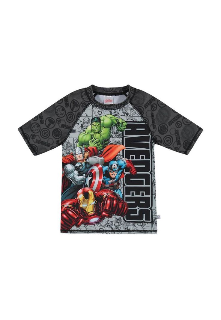 Polera Niño UV50+ Disney Avengers Gris M/Corta-0