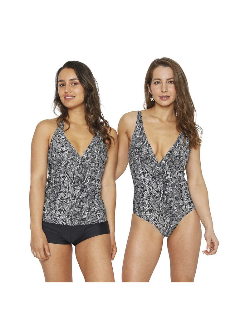 Traje de Baño Tankini Mujer H2O Wear Halter Vuelos Gris Claro-9