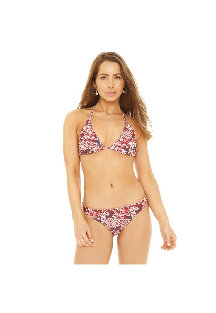 Traje de Baño Bikini Mujer H2O Wear Triangulo Estampado Burdeos-3