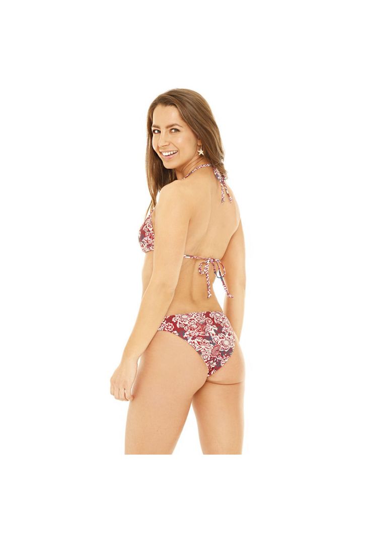 Traje de Baño Bikini Mujer H2O Wear Triangulo Estampado Burdeos-4