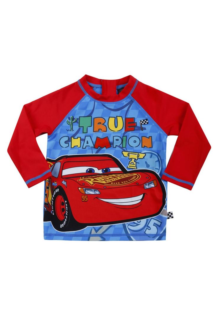 Polera Bebe Niño UV 50 Manga Larga Disney Cars Rojo Amaranto-0