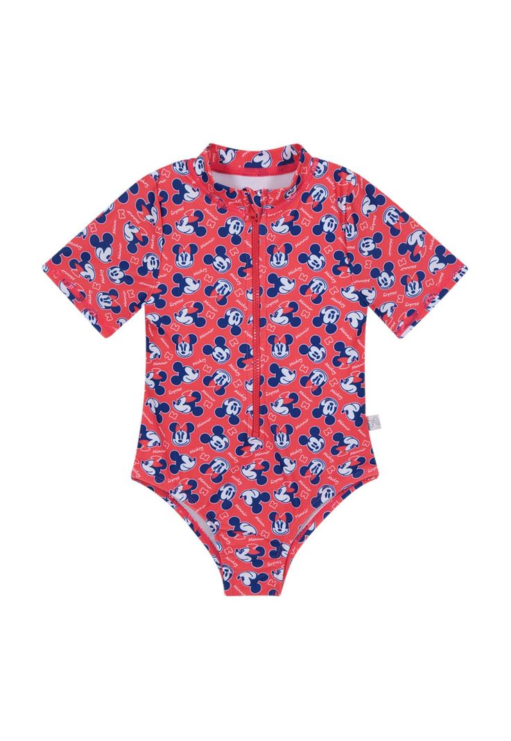 Traje de Baño Bebe Niña Entero UV50+ Disney Minnie Rojo M/Corta-0