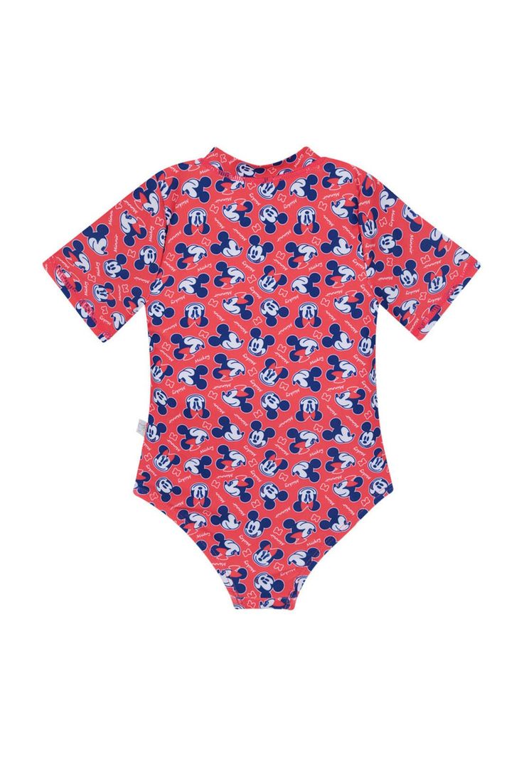 Traje de Baño Bebe Niña Entero UV50+ Disney Minnie Rojo M/Corta-1
