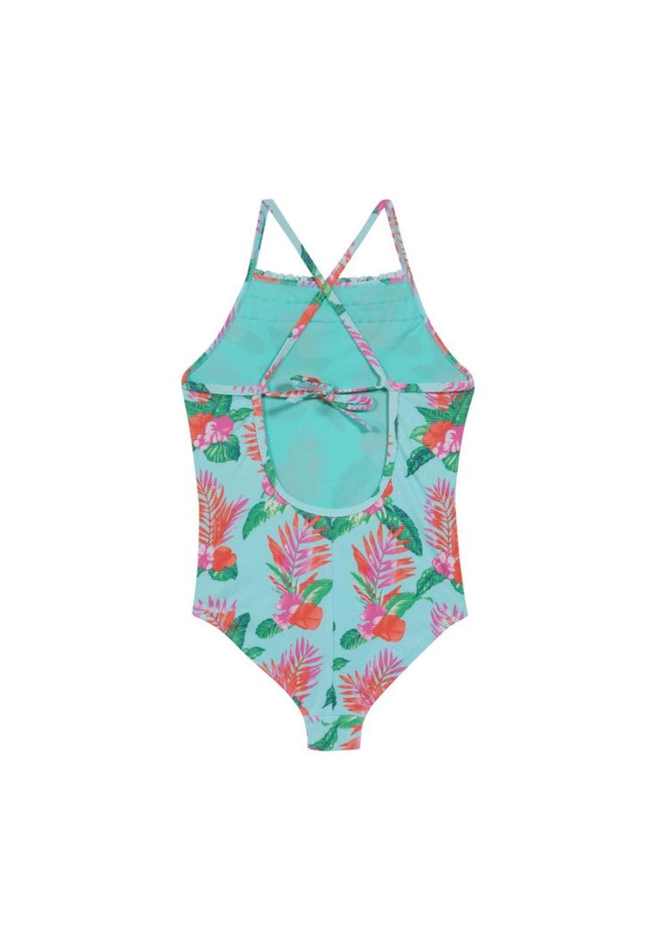 Traje de Baño Niña Entero UV30 Textura Celeste H2O Wear-1
