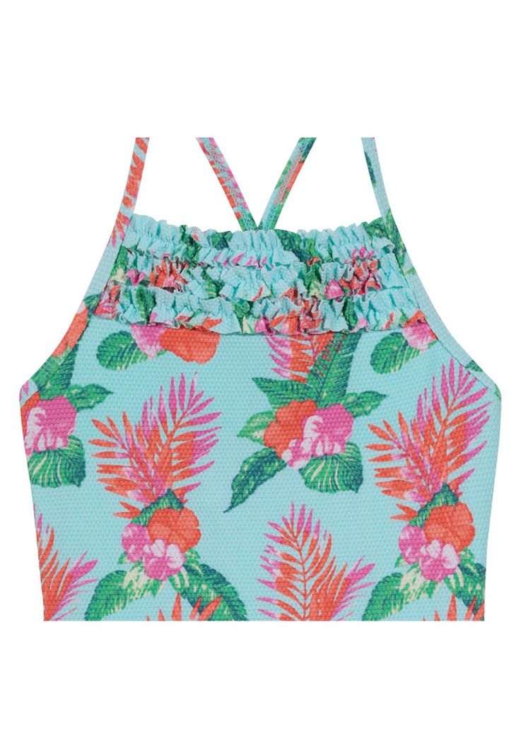 Traje de Baño Niña Entero UV30 Textura Celeste H2O Wear-2