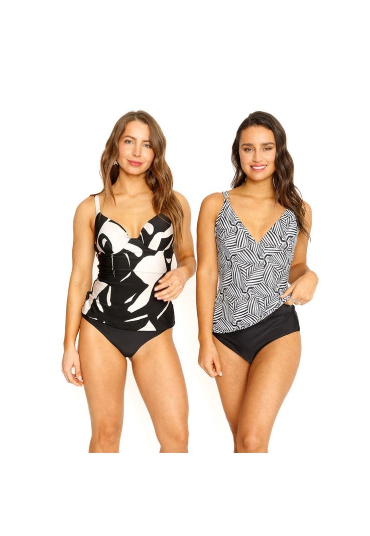 Traje de Baño Tankini Top Copas para Mujer Negro-7