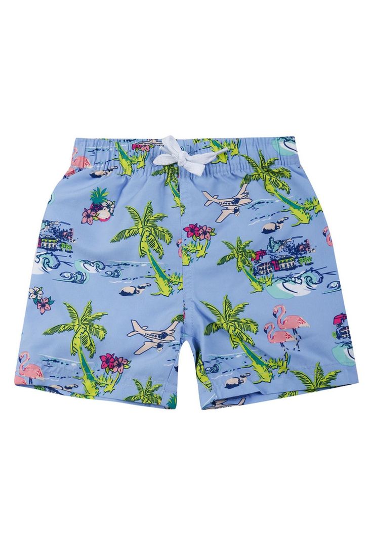 Traje de Bano Bebe Nino Short Azul H2O Wear Celeste 9 A 12 Meses