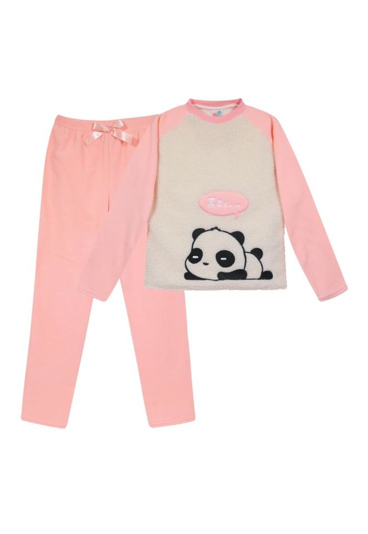 Pijama Teens Niña Sherpa Polar Bordado H2O Wear Coral-0