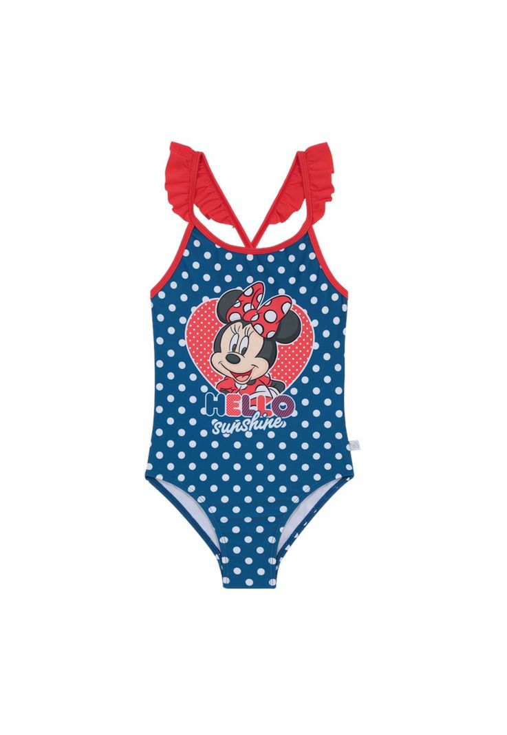Traje de Bano Nina Entero Disney Minnie Azul C/Vuelos